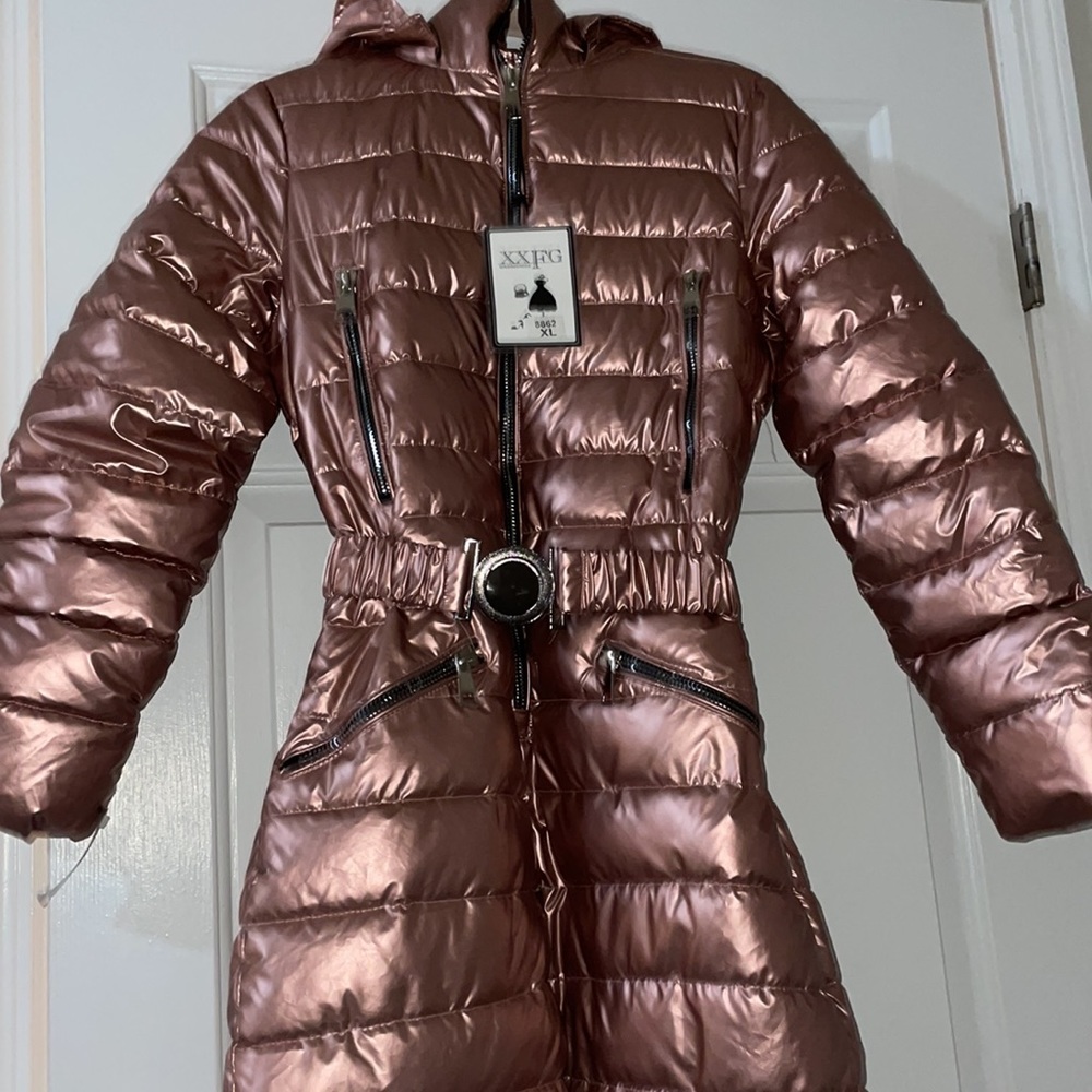 XXFG Woman’s winter pink metallic ski-snow jumpsuit